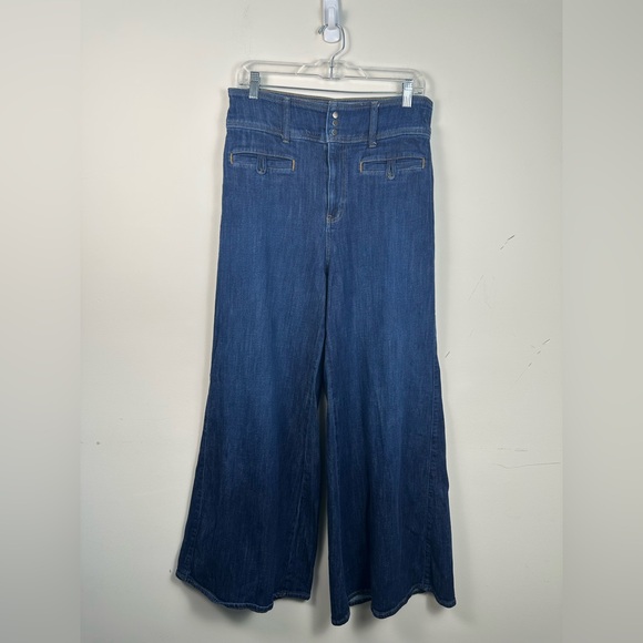 Pilcro Dark Blue Wide Leg High Waist Denim Size 31 EUC